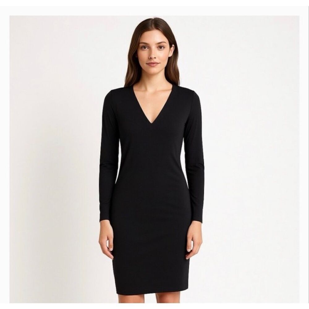 NORMA KAMALI x REVOLVE black Long Sleeve v neck stretchy mini Dress size medium